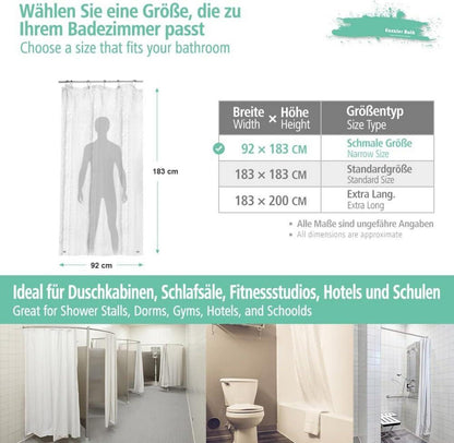 Transparenter 3D-EVA Duschvorhang 92x183cm mit Kieselstein