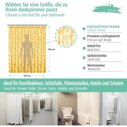Eazzier Bath Duschvorhang Transparent 183x183 cm mit