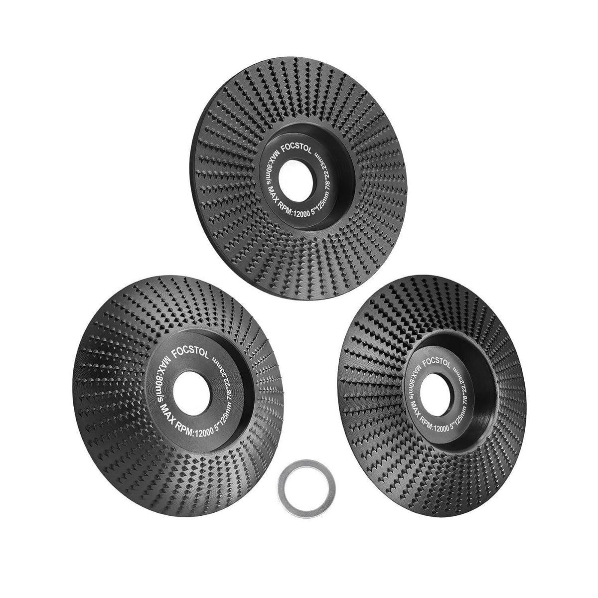 FOCSTOL Holz Schleifscheiben Set 3tlg. 125mm für Winkelschleifer