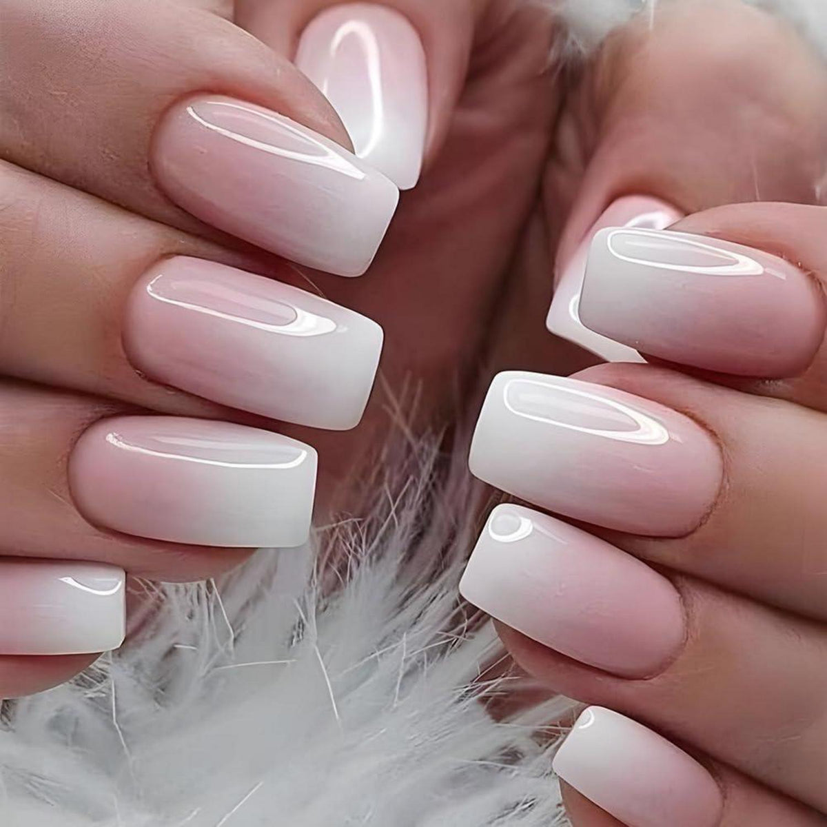 Künstliche Nägel Ombré Pink Quadratisch Glänzend 24 Stück