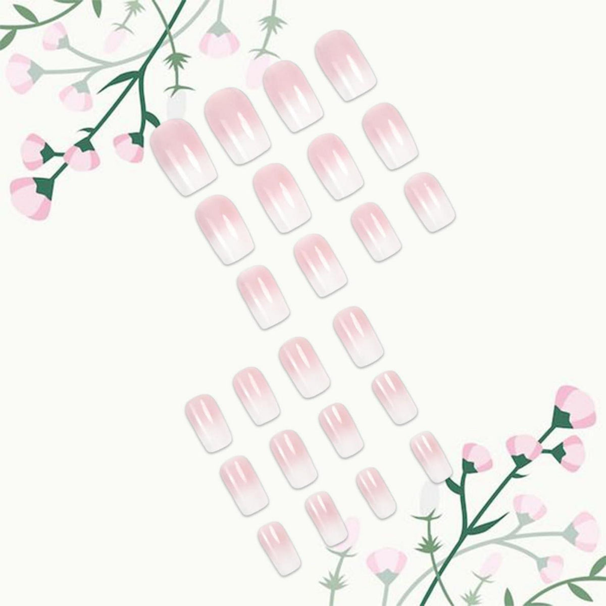 Künstliche Nägel Ombré Pink Quadratisch Glänzend 24 Stück