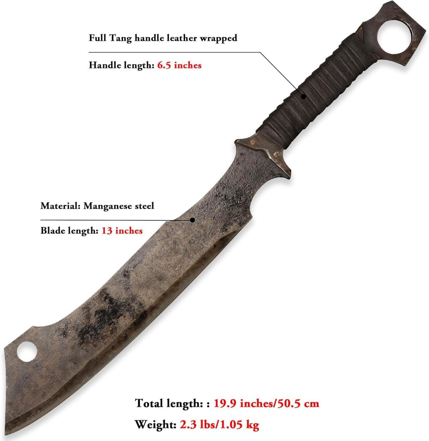 Hochwertige Manganstahl Machete mit Lederscheide 52HRC
