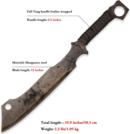 Hochwertige Manganstahl Machete mit Lederscheide 52HRC