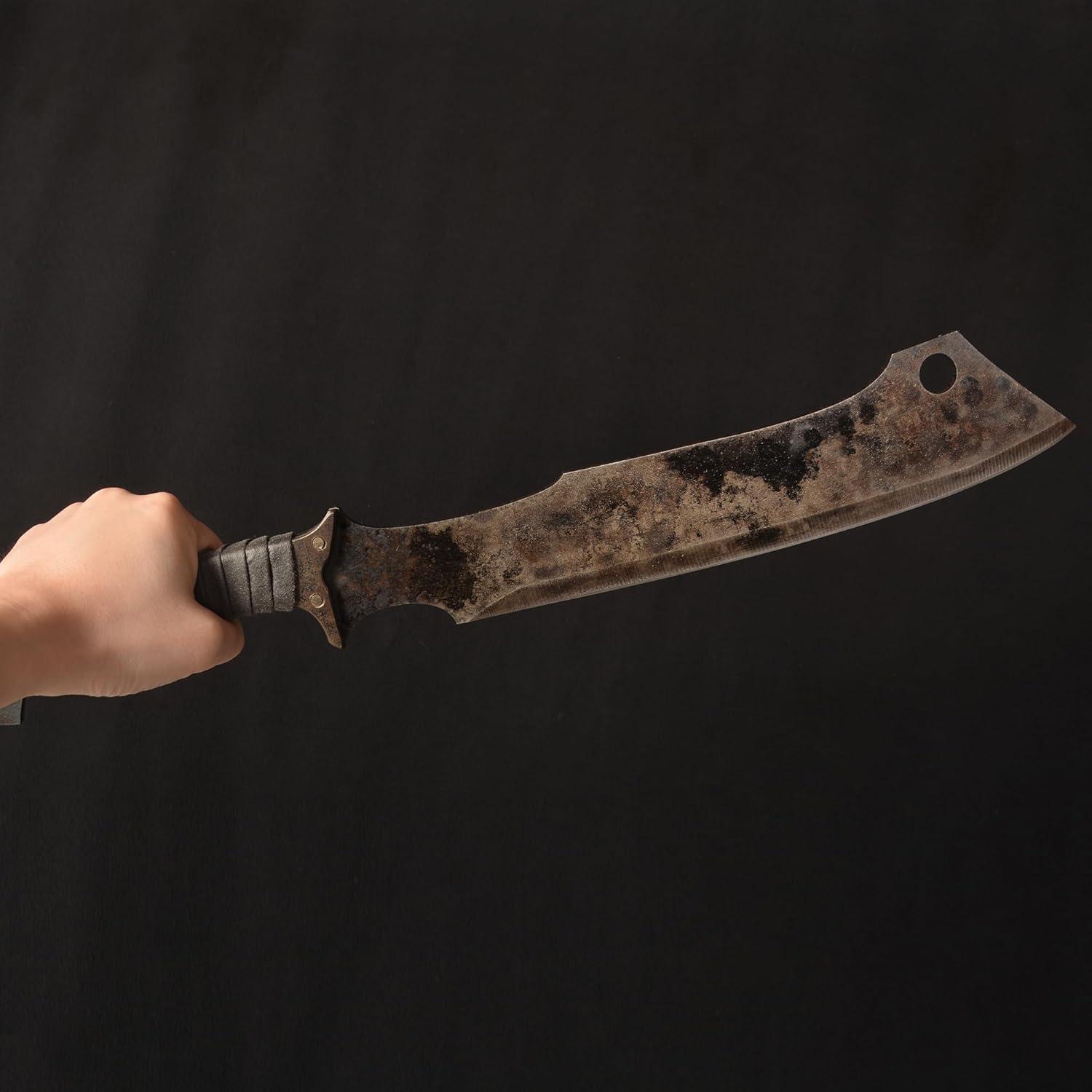 Handload Mangan Stahl Machete mit Lederscheide 52HRC Härte