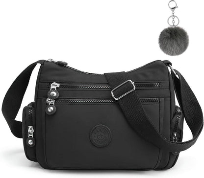 Nylon Umhängetasche Damen Multi Pocket Größere Kapazität
