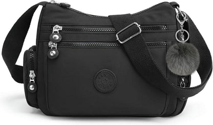 Aucuu Nylon Umhängetasche Damen mit Mehreren Taschen, Multifunktionale Crossbody Bag in Schwarz/Blau