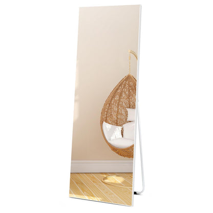 Standspiegel Weiß 150x51 cm – Gehärtetes Glas, PVC-Rahmen
