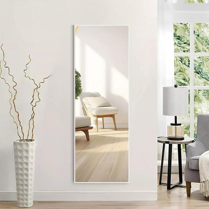 Standspiegel Weiß 150x51 cm – Gehärtetes Glas, PVC-Rahmen