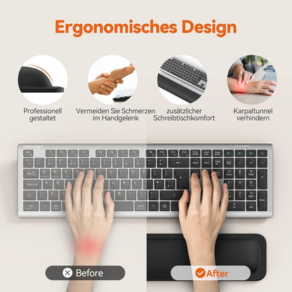 Ergonomische Handballenauflage Memory-Schaum 43x8,5 cm