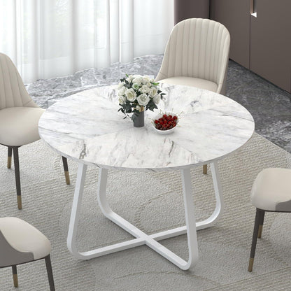 Runder Esstisch Kunstmarmor weiß 130cm für 4-6 Personen