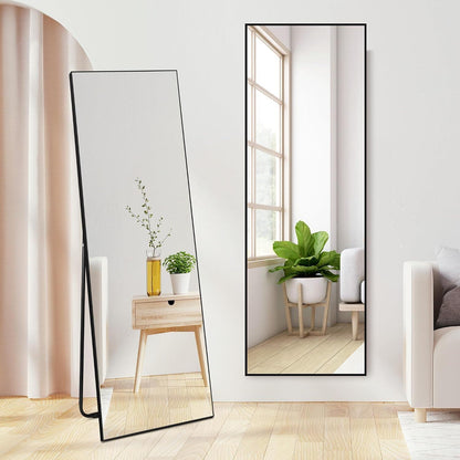 Standspiegel Schwarz 150x51cm – Gehärtetes Glas, PVC-Rahmen