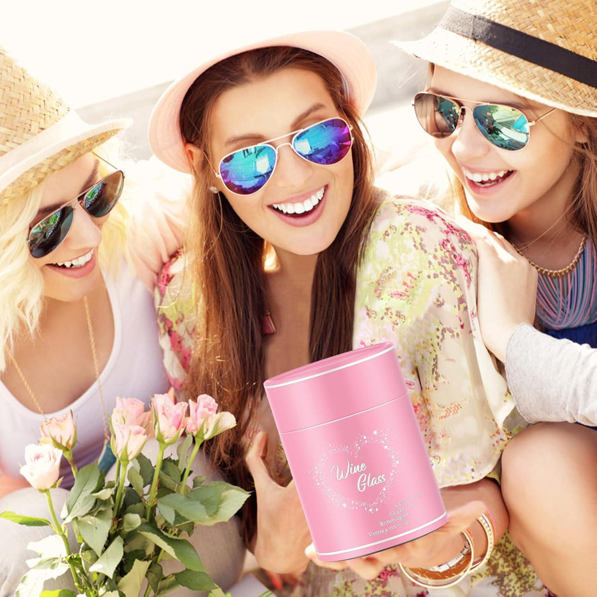 Renteneintrittsgeschenk 2024 Weingläser ohne Stiel 480ml Rosa