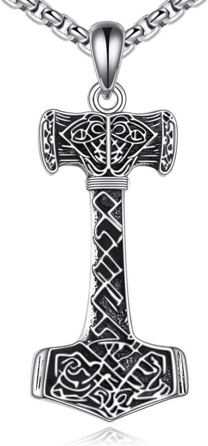 Thors Hammer Halskette 925er Sterlingsilber Wikinger Runen Schmuck