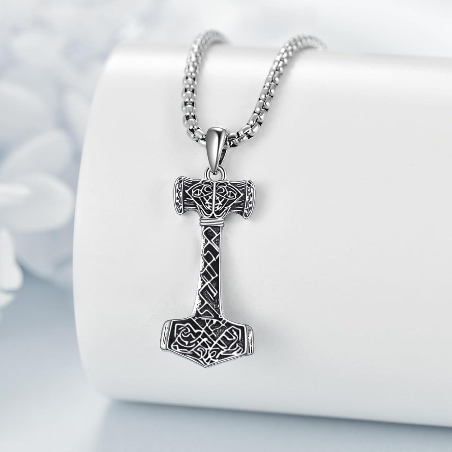 Thors Hammer Halskette 925er Sterlingsilber Wikinger Runen Schmuck