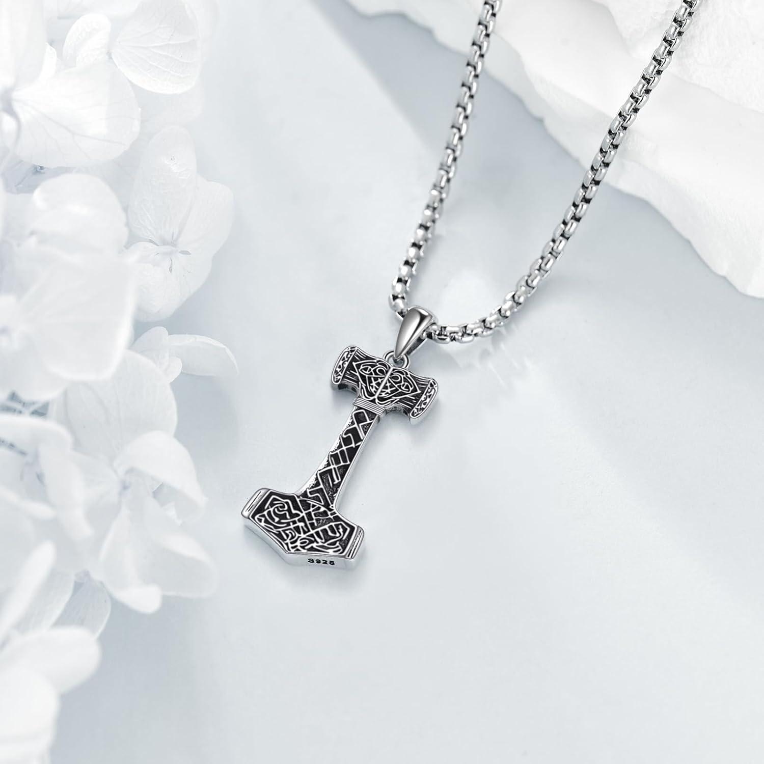Thorshammer Halskette Anhänger 925er Sterlingsilber Wikinger Schmuck