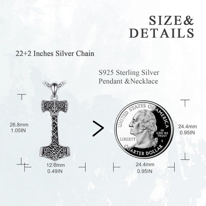 Thors Hammer Halskette Anhänger 925er Silber Kette Männer Wikinger Geschenk