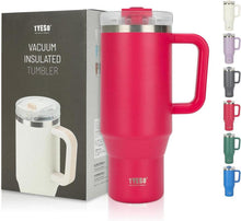 Isolierter Trinkbecher mit Strohhalm 1200ml Edelstahl Rosarot