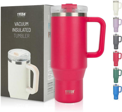 Isolierter Trinkbecher mit Strohhalm 1200ml Edelstahl Rosarot