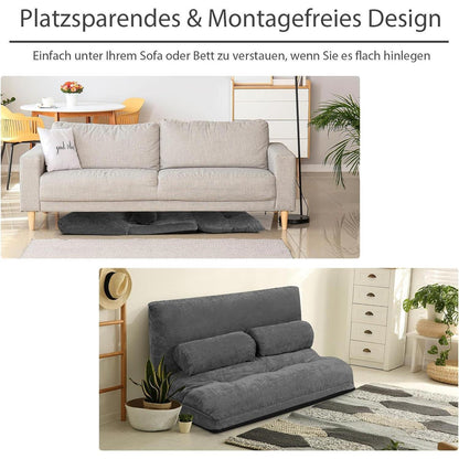 GOPLUS Bodensofa mit Schlaffunktion & Verstelllehne (Grau)