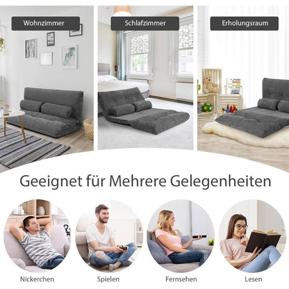 GOPLUS Bodensofa mit Schlaffunktion & Verstelllehne (Grau)