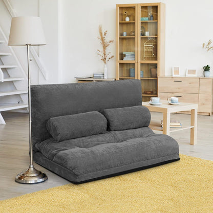GOPLUS Bodensofa mit Schlaffunktion & Verstelllehne (Grau)