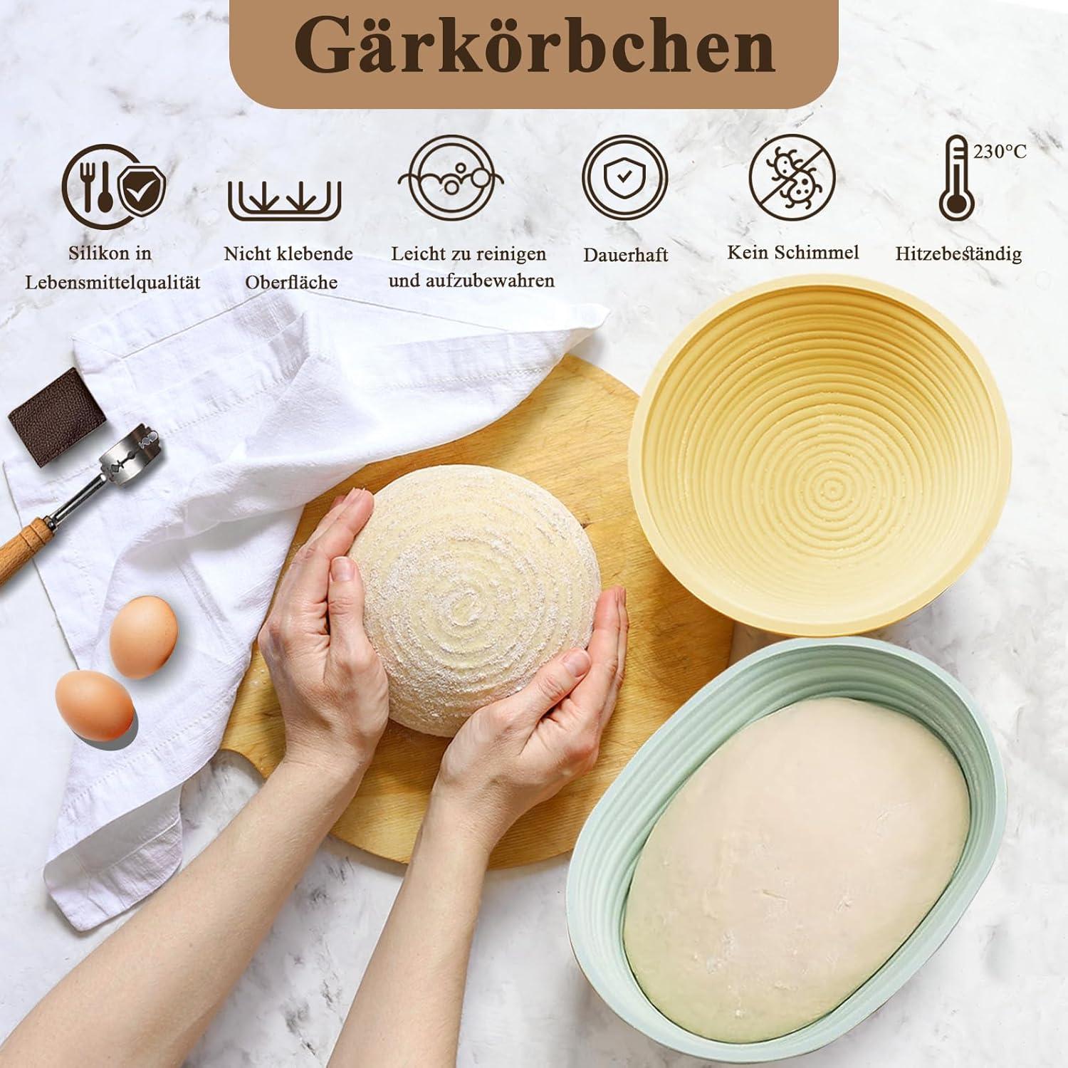 Gärkorb Brotgärkorb-Set Sauerteig-Starterset 22cm Runde