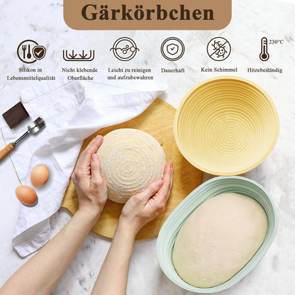 Gärkorb Brotgärkorb-Set Sauerteig-Starterset 22cm Runde