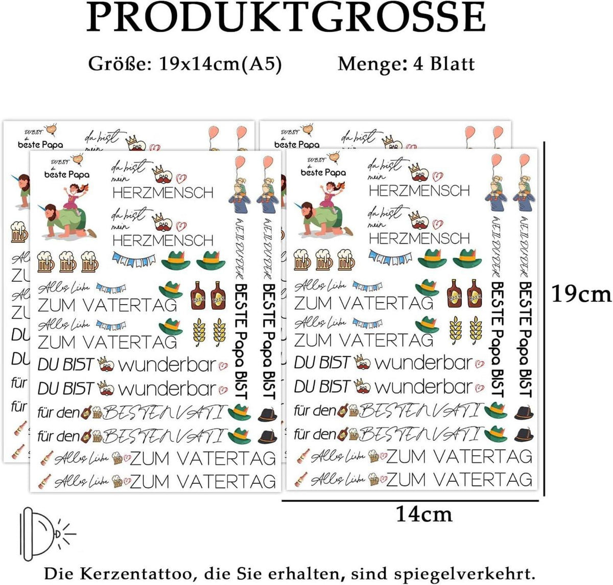 Kerzentattoo Vatertag Geschenk für Papa, DIY Kerzensticker