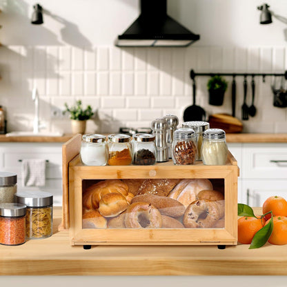 Bambus Brotkasten mit Schneidebrett und Brotbox für Küche, Wohnzimmer, Büro