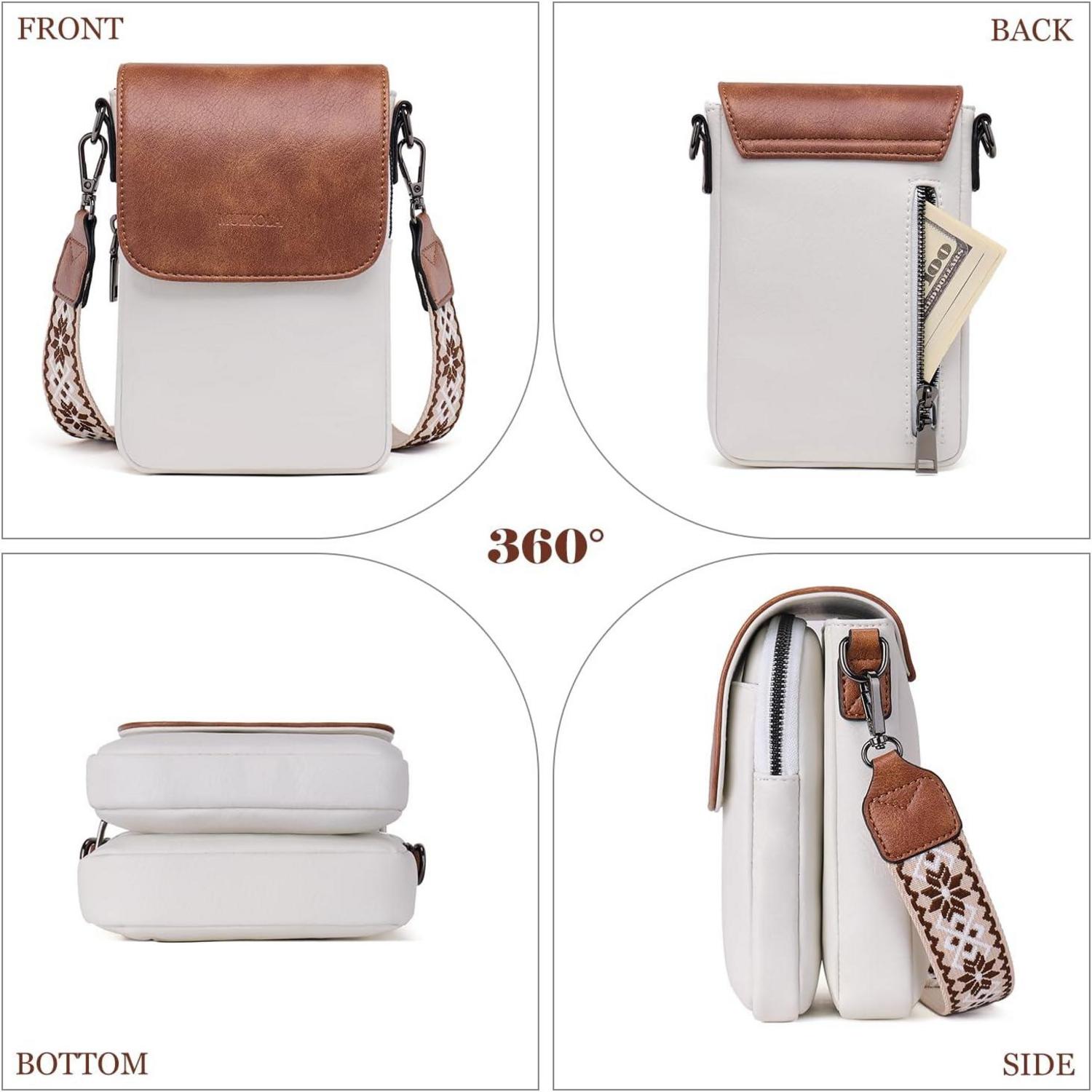 Handytasche RFID-geschützt große Kapazität PU-Leder Z-beige-braun