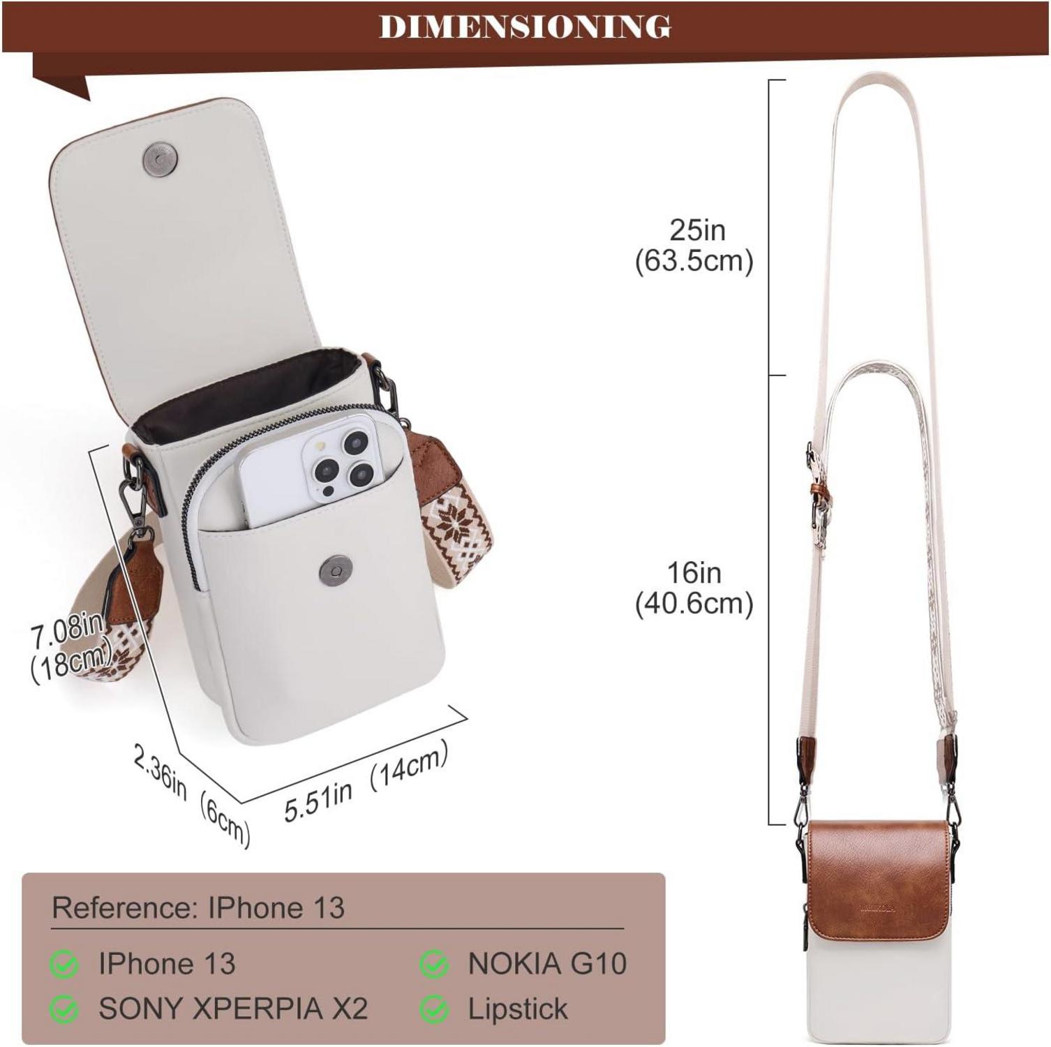 MUIIKOLA Handytasche Umhängetasche RFID Groß Kapazität Damen Leder Geldbörs Z-beige-braun