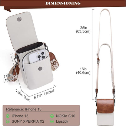 MUIIKOLA Handytasche Umhängetasche RFID Groß Kapazität Damen Leder Geldbörs Z-beige-braun