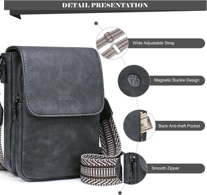 MUIIKOLA Handytasche RFID Damen Umhängetasche Leder Geldbörse
