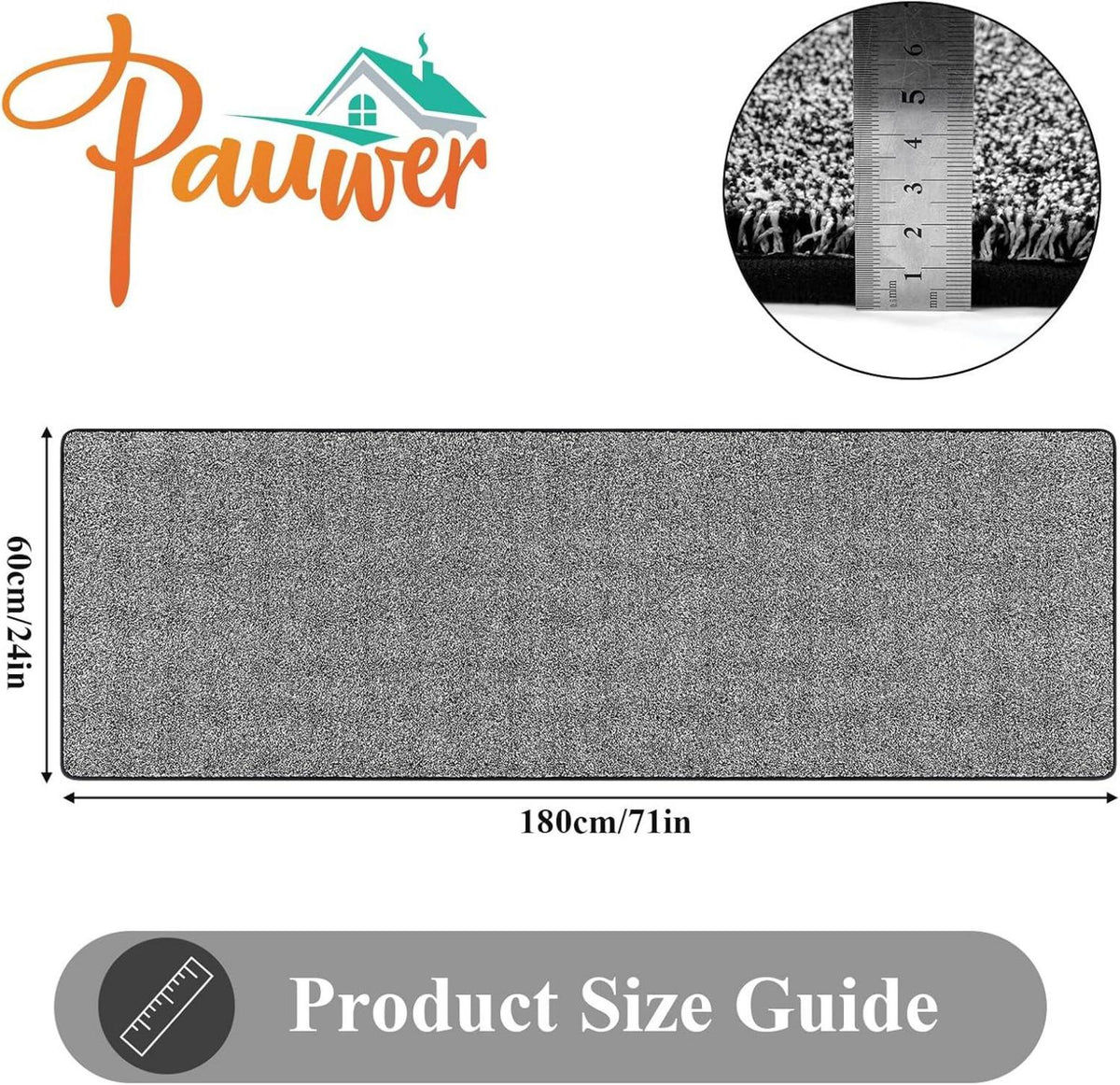 Pauwer Lang Teppich Läufer Flur 60x180cm Rutschfest Weich