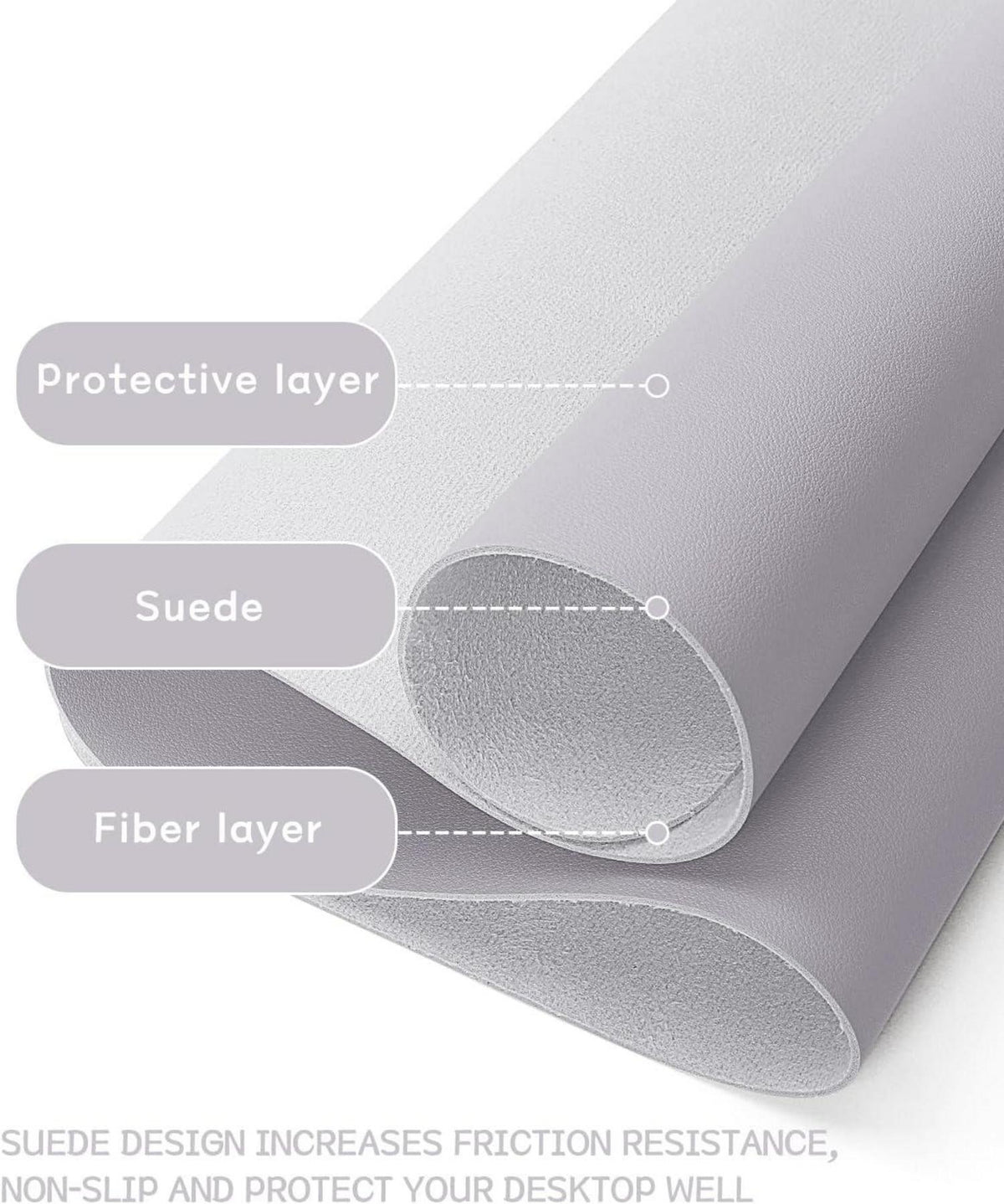 Großes Office Mousepad mit Leder, Rutschfeste Unterlage 60x35cm
