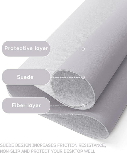 Großes Office Mousepad mit Leder, Rutschfeste Unterlage 60x35cm