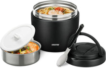 Thermobehälter 970ml Edelstahl Warmhaltebehälter mit Löffel Schwarz