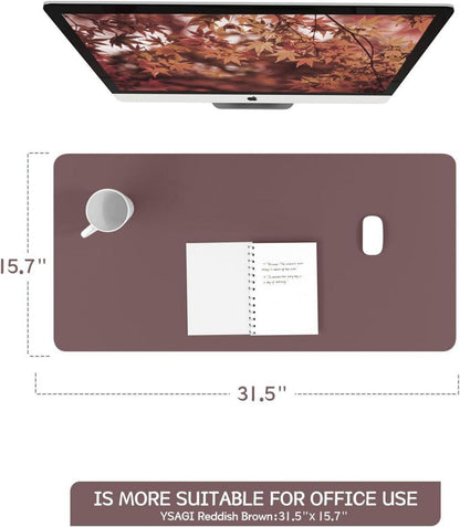 Großes Schreibtischunterlage Mousepad Leder Rutschfeste 80x40cm Rotbraun