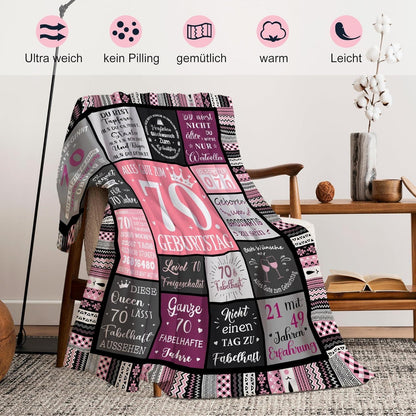 Yesbird 70. Geburtstag Frauen Deko Geschenke Decke 150x130CM