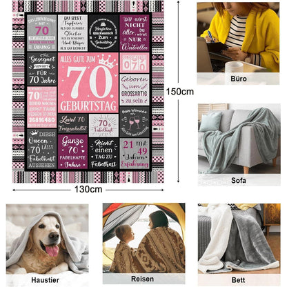 Yesbird 70. Geburtstag Frauen Deko Geschenke Decke 150x130CM