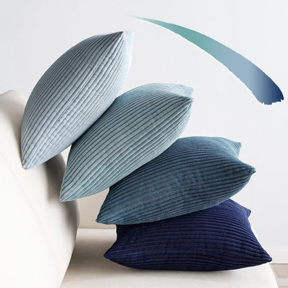 Kordsamt Kissenbezug 4er Set 50x50cm Dunkelblau Serie