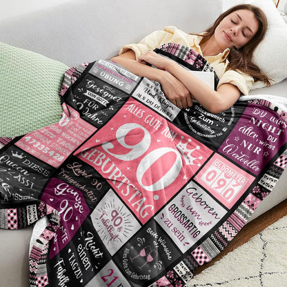 Flanell-Fleece Decke 150x130CM 90. Geburtstagsgeschenk