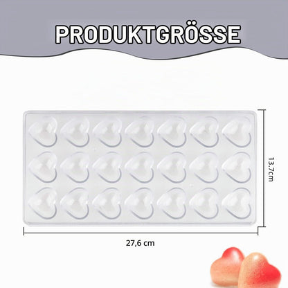 Herzförmige Schokoladenform aus Polycarbonat - 21 Loch