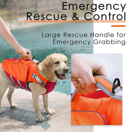 ThinkPet Hund Rettungsweste Schwimmweste Jacke Auftrieb Orange Rot Größe L