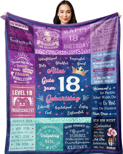 Flanell Decke 150x130CM für Mädchen zum 18. Geburtstag