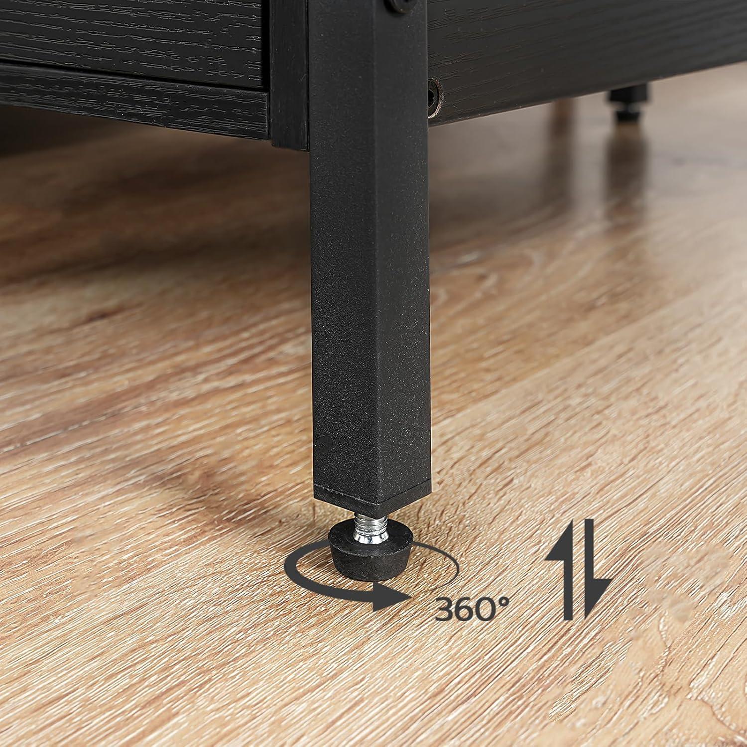 HOOBRO Beistelltisch mit Ladestation und 2 Schubladen USB-Anschluss Steckdose
