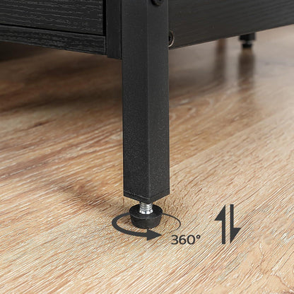 HOOBRO Beistelltisch mit Ladestation und 2 Schubladen USB-Anschluss Steckdose