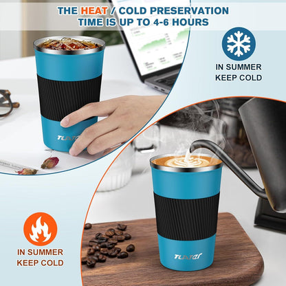 Thermal Coffee Mug to Go 380 ml Vacuum Double-Walled Travel Cup Blue