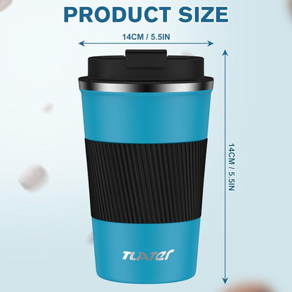 Stainless Steel 380ml Thermal Coffee Travel Mug Leak-proof Lid Vacuum