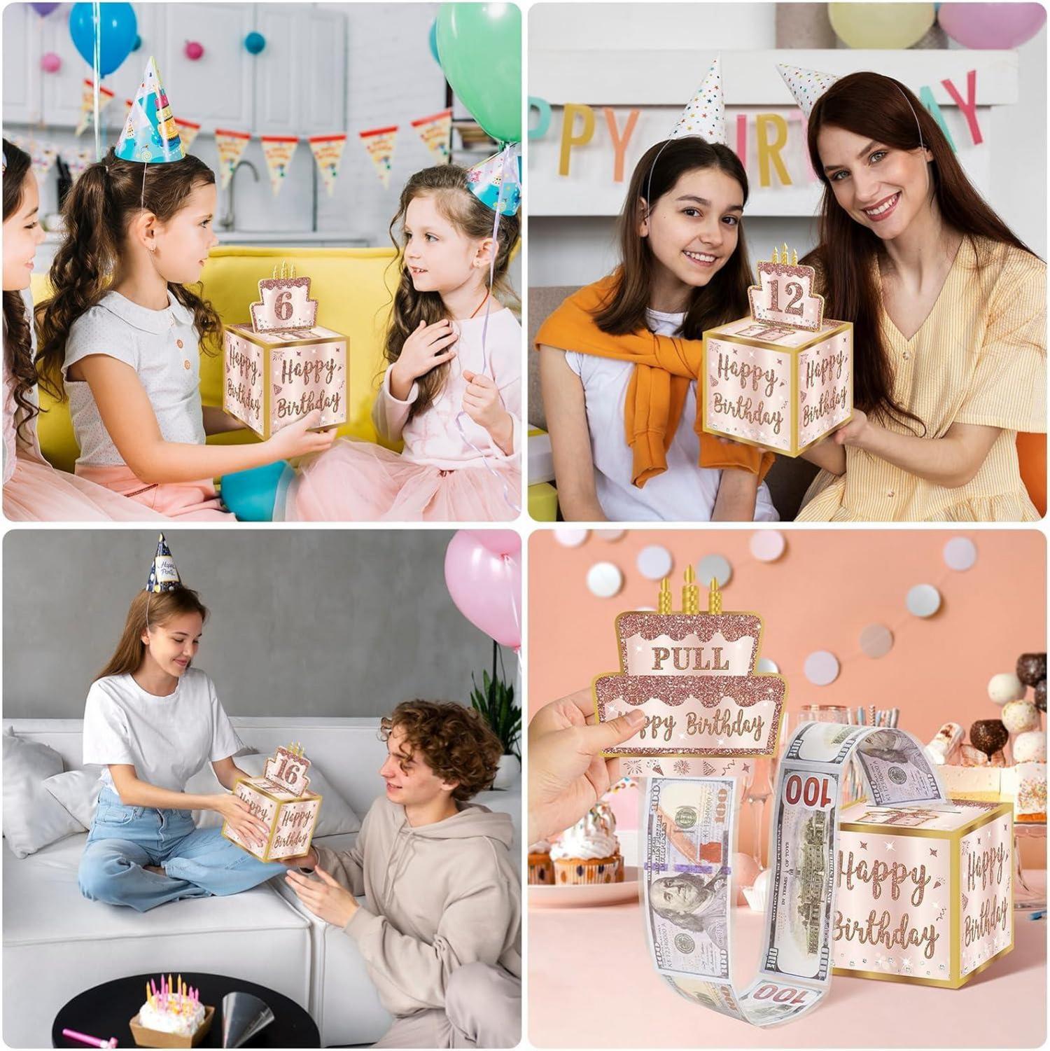Geburtstag Geldgeschenkbox DIY Überraschungsbox Rosa Gold